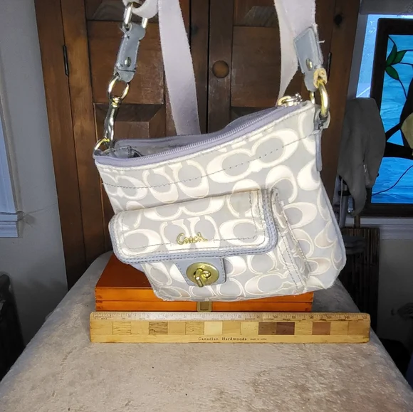 Coach Beige and Gray Signature Crossbody Bag - Picture 13 of 13